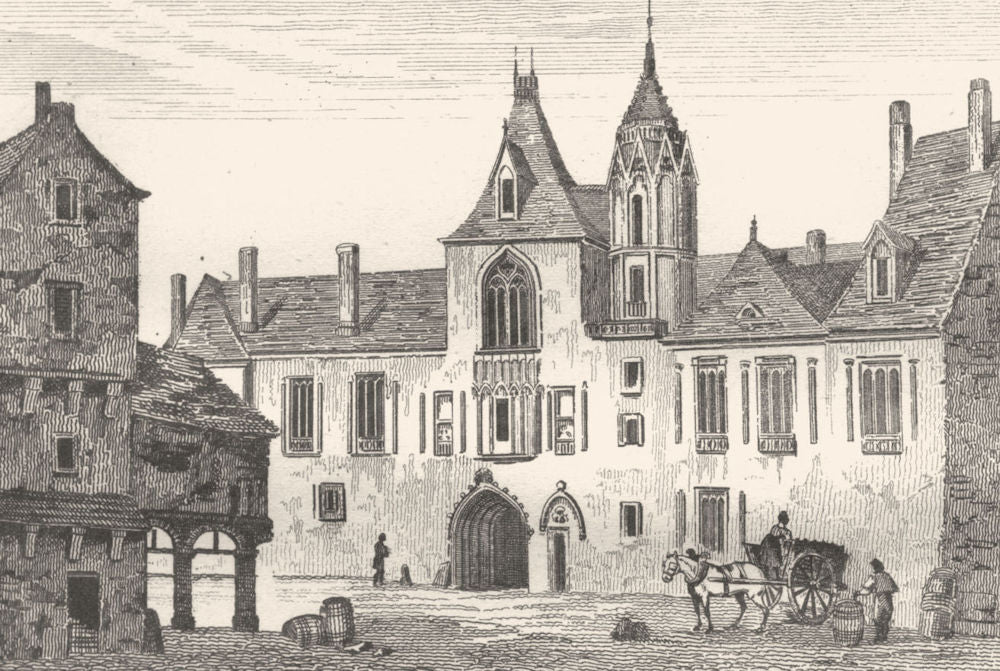 CHER. Maison de Jacques Coeur, Hotel de ville de Bourges 1835 old print